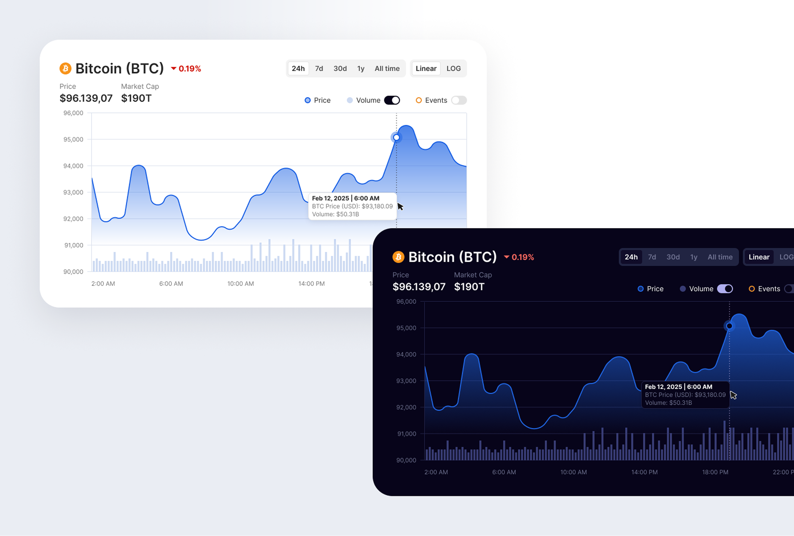 Final UI proposal in light and dark themes