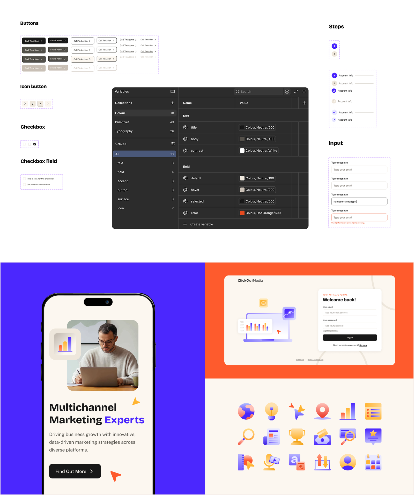 Components, illustrations and asset library